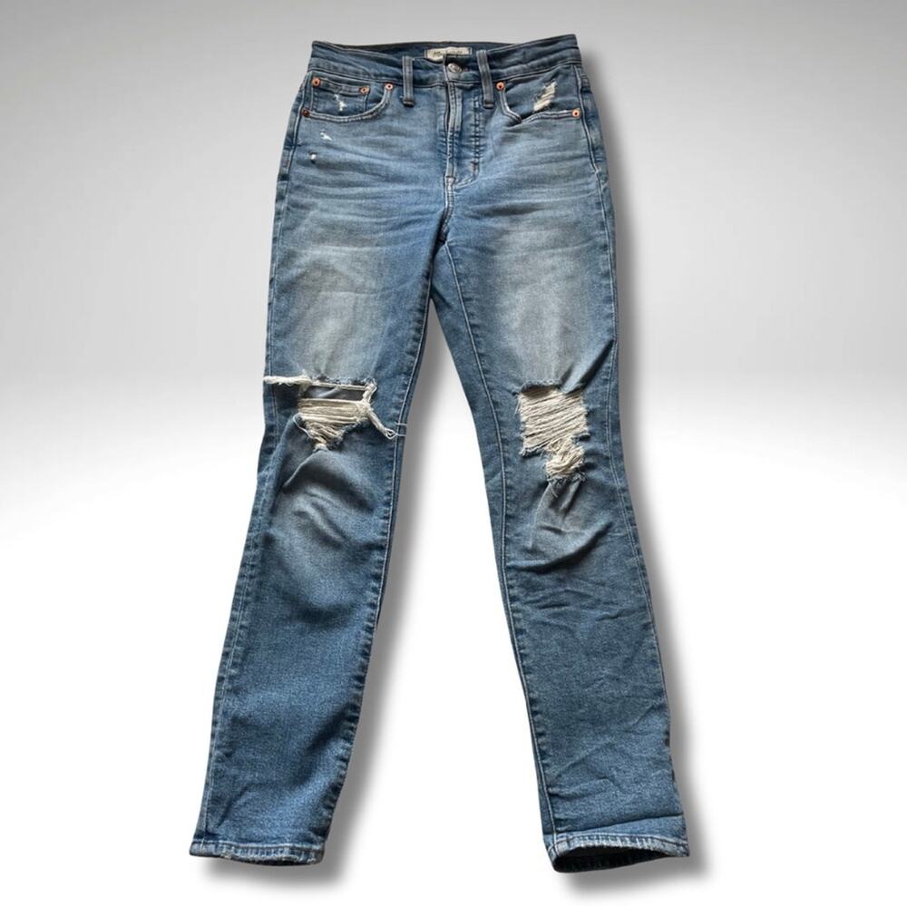 Madewell The Perfect Vintage Jeans 23 Distressed Ripped Knee in Denman Wash